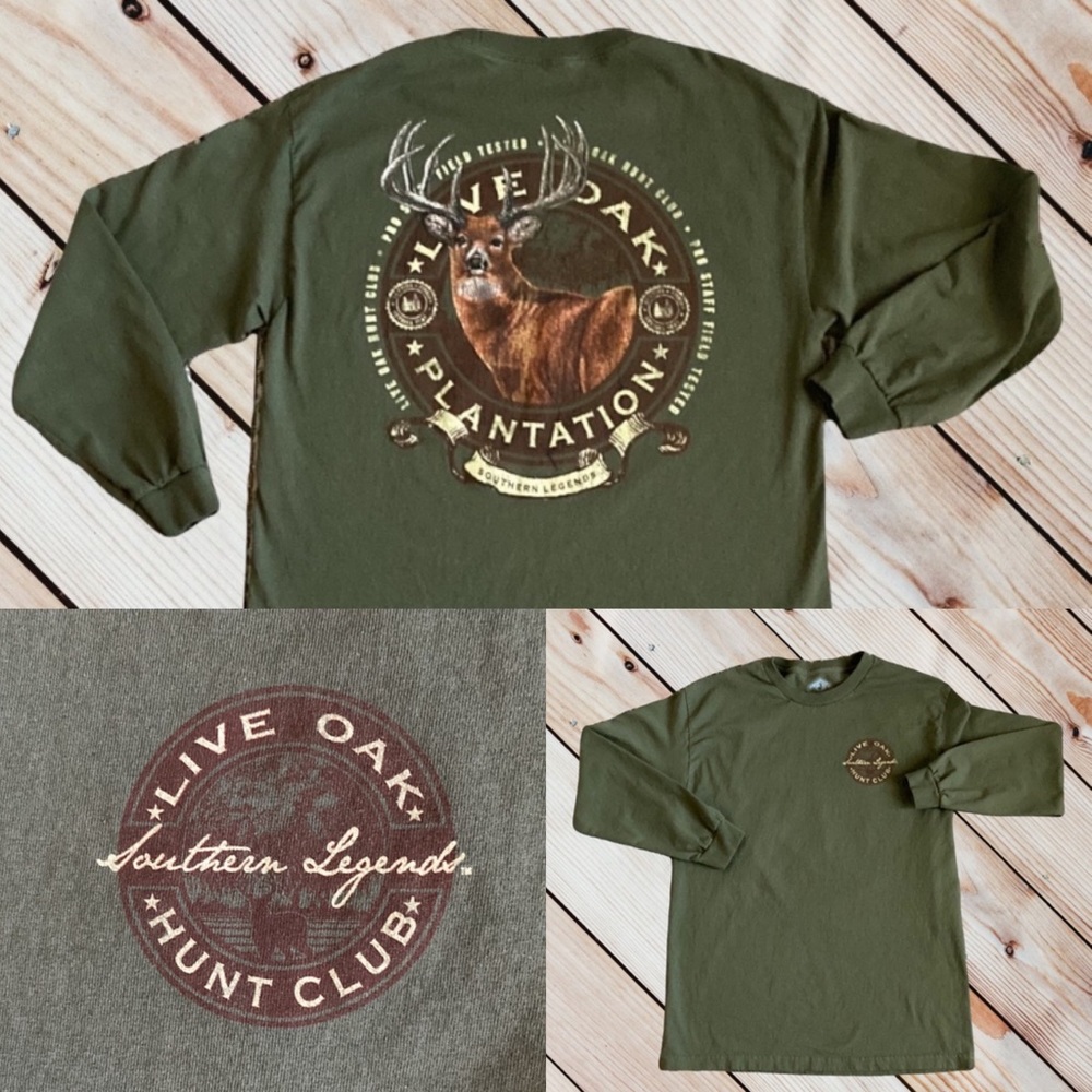 Southern Legends Men‘s Long Sleeve Live Oak Hunter Green Deer T-shirt XL…